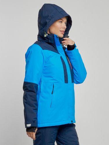 Горнолыжная куртка женская зимняя синего цвета 33307S