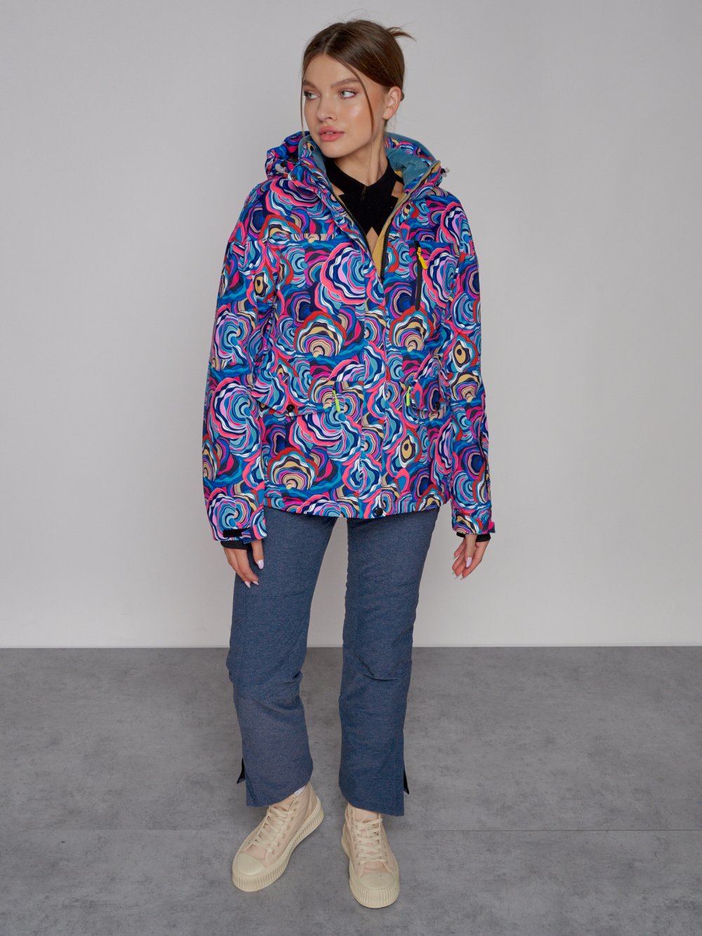 Горнолыжная куртка женская зимняя синего цвета 2302-2S