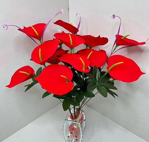 Цветы искусственные декоративные Каллы букет (6 цветков красных ) 50 см
