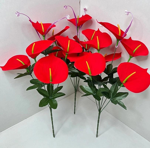 Цветы искусственные декоративные Каллы букет (6 цветков красных ) 50 см