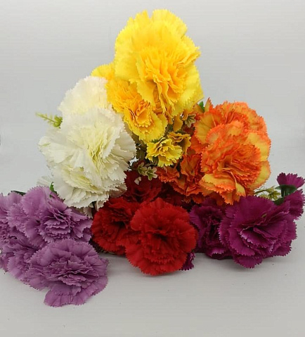 Цветы искусственные декоративные Гвоздика 10 цветков + зелень 35 см