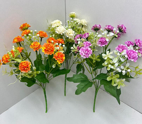 Цветы искусственные декоративные Глоксиния махровая 5 веток + белые цветы