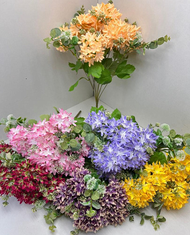 Цветы искусственные декоративные Рододендрон 7 цветков + 3 веточки зелени 50 см
