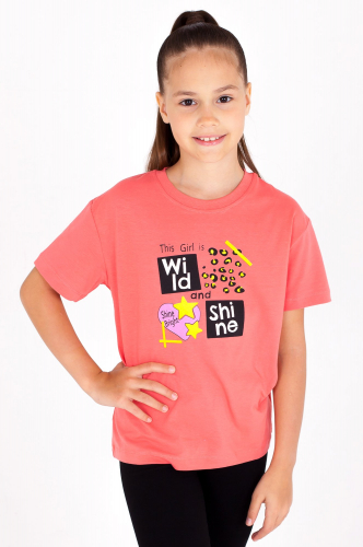 Хлопковая футболка с лайкрой для девочки Takro