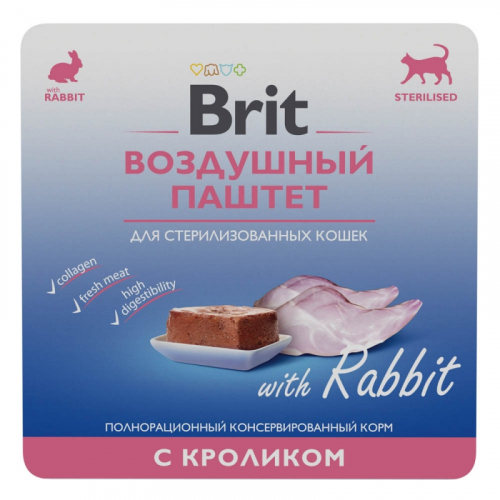 Brit Premium Воздушный паштет с кроликом для взрослых стерилизованных кошек