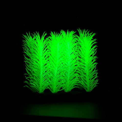 Растение искусственное аквариумное, светящееся, 5 см, зелёное