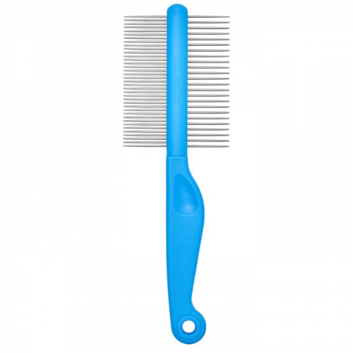 Расчёска DeLIGHT, двухсторонняя 24/37 зубьев 25 мм, пластиковая ручка, голубая