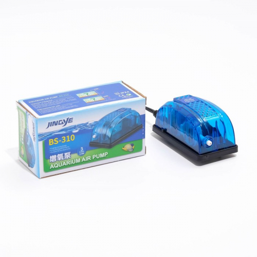 Компрессор для аквариума JINGYE BS-310, прозрачный корпус, 3 л/мин, 2,5 Вт