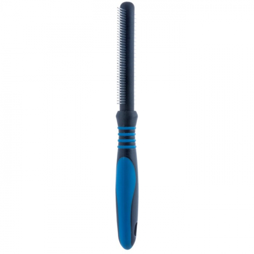 Расчёска DeLIGHT, с кольцами, двухсторонняя 24/37 зубьев 25 мм, чёрно-синяя