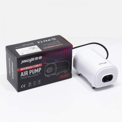 Компрессор для аквариума JINGYE YE-921, бесшумный, с регулировкой мощности, 2x3,4 л/мин, 3Вт
