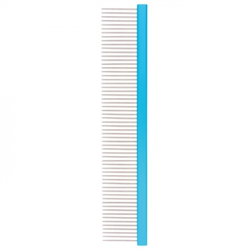 Расчёска DeLIGHT алюминевая, 25 см, с плоской ручкой, 61 зуб 36 мм, чёрно-синяя