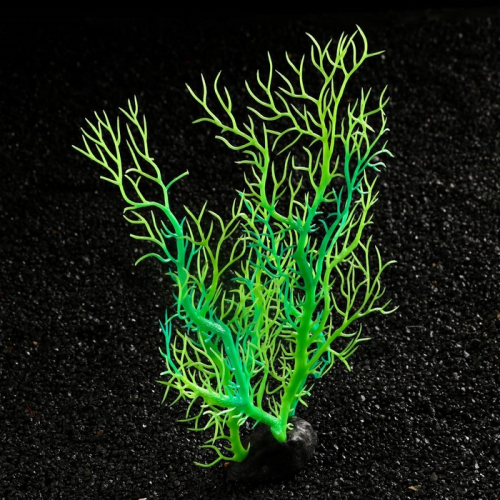 Растение искусственное аквариумное, светящееся, 25 см, зелёное