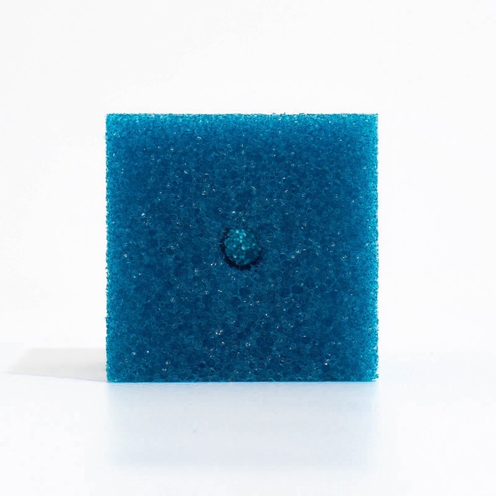 Губка прямоугольная для фильтра № 7, крупнопористая, 8×8×10 см, синяя