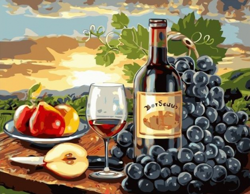 Картины по номерам Вино и фрукты