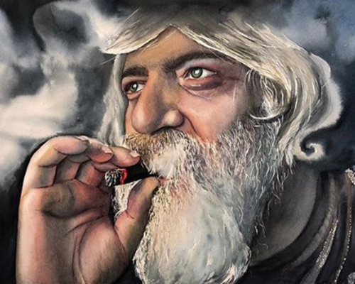 Картина по номерам 40х50 Дедушка с сигарой