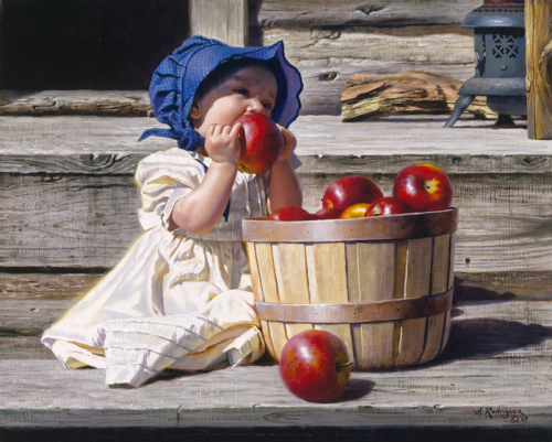 Картина по номерам 40х50 Девочка с яблоками