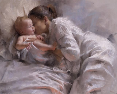 Картина по номерам 40х50 Мать с ребенком