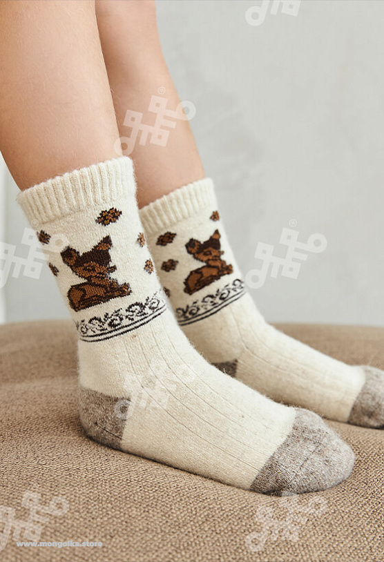 АКЦИЯ! ЦЕНА БЫЛА 315 Р.Носки детские из 100% монгольской шерсти (арт. 02107)