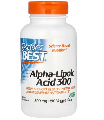 Doctor's Best, альфа-липоевая кислота, 300 мг, 180 вегетарианских капсул