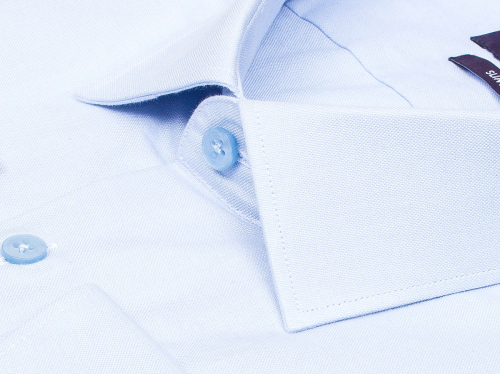 Голубая приталенная мужская рубашка Poggino 7017-29 с длинными рукавами