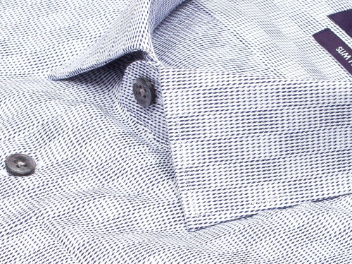 Серая приталенная мужская рубашка Poggino 7015-01 в клетку с длинными рукавами