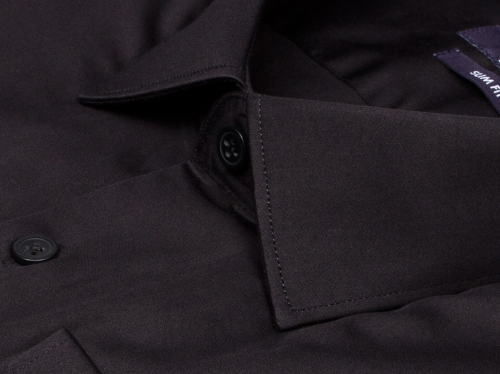 Черная приталенная мужская рубашка Poggino 7016-02 с длинными рукавами