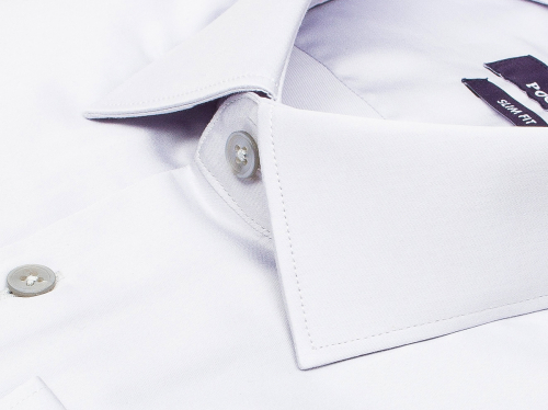 Светло-серая приталенная мужская рубашка Poggino 7016-04 с длинным рукавом