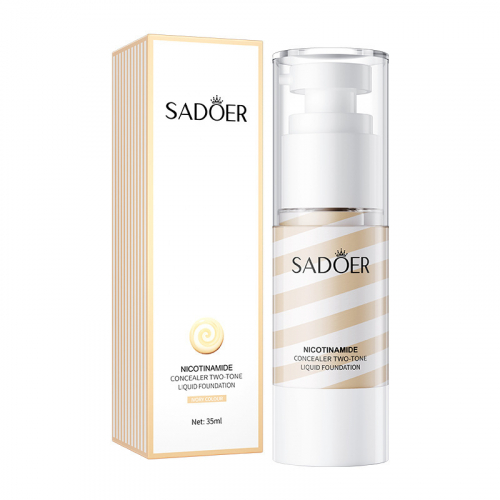 Консилер-база для лица двухцветный с никотинамидом SADOER NICOTINAMIDE Concealer Two-tone liquid Foundation (Светлый тон), 35 мл