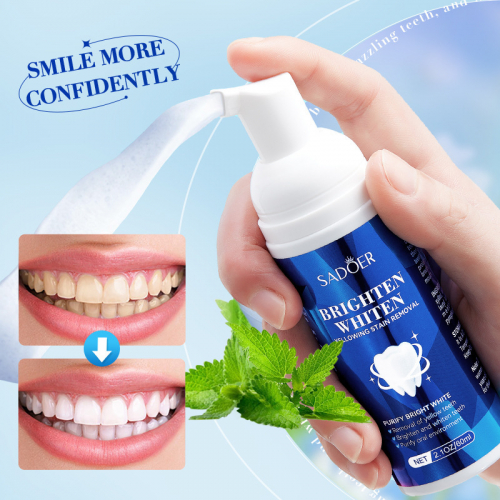 Отбеливающий мусс для зубов+зубная паста 2 в 1 SADOER Brighten whiten, 60мл.