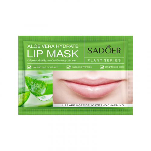 Гидрогелевые увлажняющие патчи для губ с экстрактом Aloe Vera SADOER Aloe Vera Hydrate Lip Mask, 8 гр