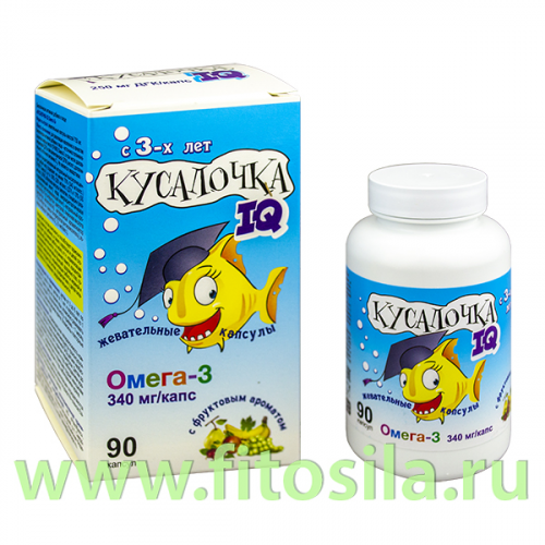 КУСАЛОЧКА IQ Омега-3 №90 жев.капс.750мг БАД