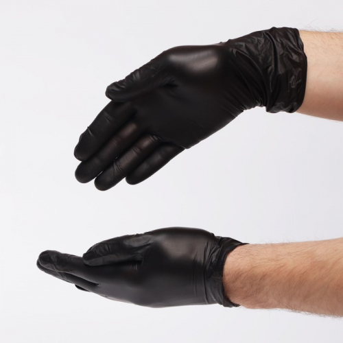 Перчатки виниловые, неопудренные, нестерильные, размер S, 50 пар, черные
