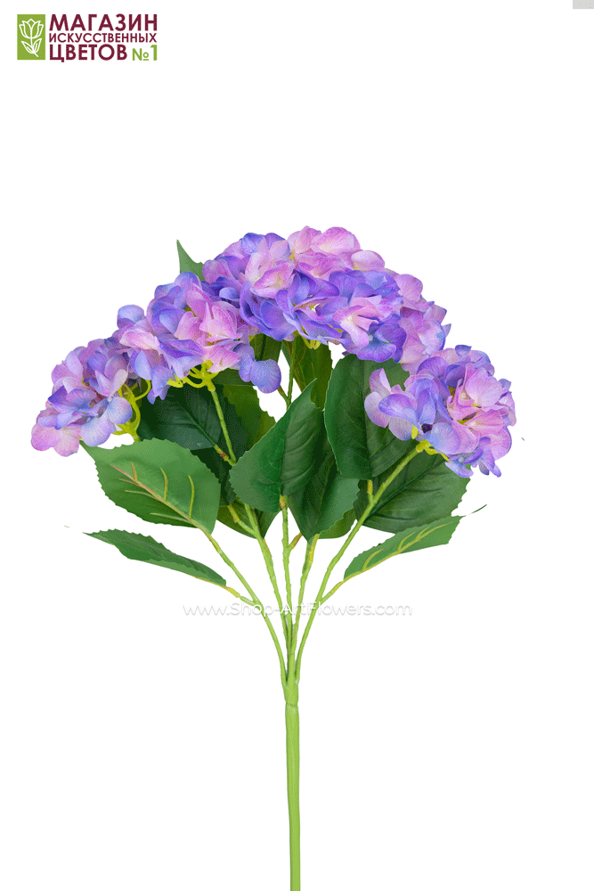 Гортензия куст (5 соцветий) - 11 расцветок - фиолетово-розовый