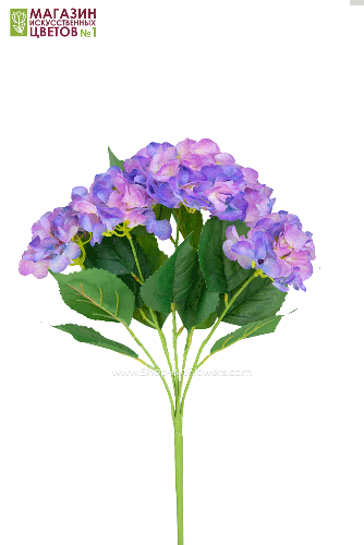 Гортензия куст (5 соцветий) - 11 расцветок - фиолетово-розовый