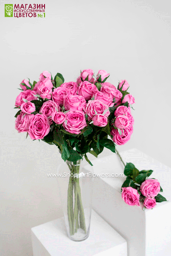 Роза пионовидная 3 бутона - темно-розовый