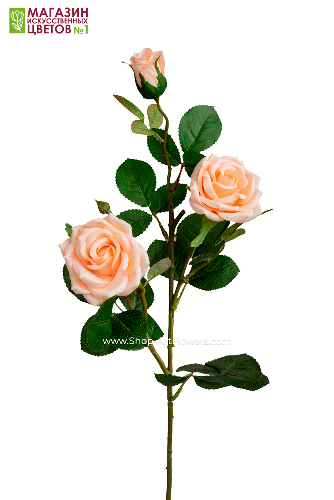 Роза 3 бутона, силикон - персиковый