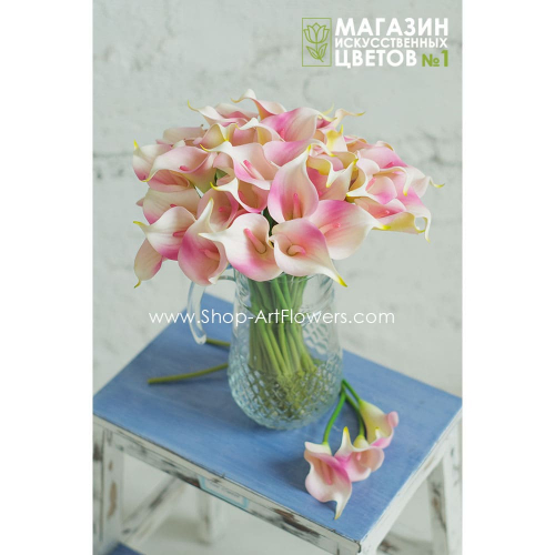 Калла малая букет, 7 шт. - бело-розовый
