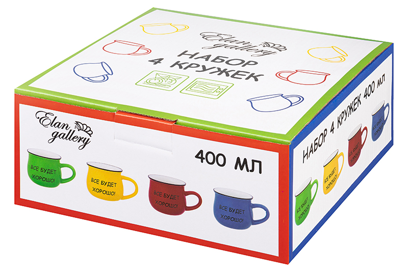 Набор 4 кружек 400 мл 13*9,5*8 см