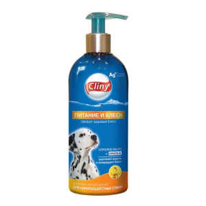 Cliny Питание и блеск, шампунь-кондиционер для короткошерстных собак, 300 мл