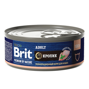 Brit Premium by Nature консервы с мясом кролика для кошек, 100 г