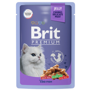 Brit Premium Пауч для взрослых кошек треска в желе 85 г