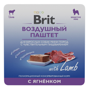 Brit Premium Воздушный паштет с ягненком для взрослых собак мини пород с чувствительным пищеварением, 100 г