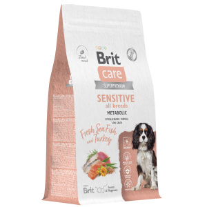 Brit Care Superpremium Dog Adult Sensitive с морской рыбой и индейкой для взрослых собак всех пород, Улучшенный обмен веществ,  (3 кг.)