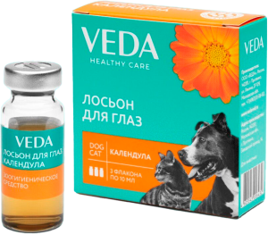 VEDA Лосьон для обработки глаз собаки и кошек Календула, по 1 ампуле