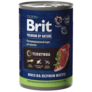Brit Premium by Nature консервы с телятиной для щенков всех пород, 410 г