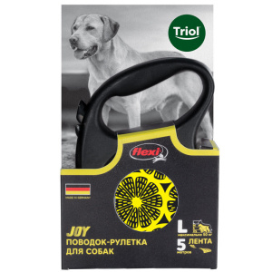 Triol Flexi Joy Lemon L Поводок-рулетка для собак 5м до 50 кг, лента