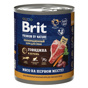 Brit Premium консервы с говядиной и печенью для взрослых собак всех пород, 850 г