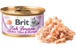 Brit Care Fish Dreams Chicken fillet & Shrimps Консервы суперпремиум класса для кошек Fish Dreams с куриным филе и креветками, 80 г