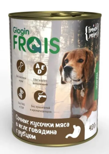 FRAIS Holistic Dog консервы для собак сочные кусочки мяса в желе говядина с рубцом, 420 г