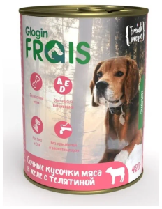 FRAIS Holistic Dog консервы для собак мясные кусочки с телятиной в желе, 420 г